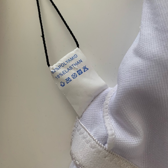 White Strapless Ruffled Bathing Suit Tempt Me Green Floral Women’s size Large - Picture 9 of 13